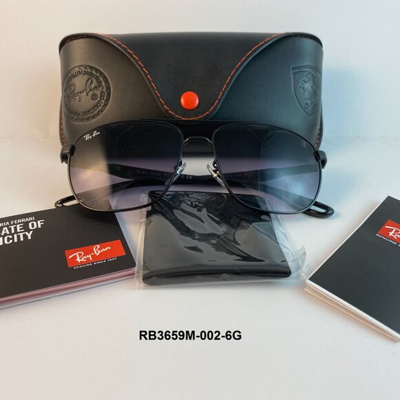 NEW/ RAY BAN RB3659M Ferrari Sunglasses Black Grey Gradient Lens Italy Made - Picture 9 of 12